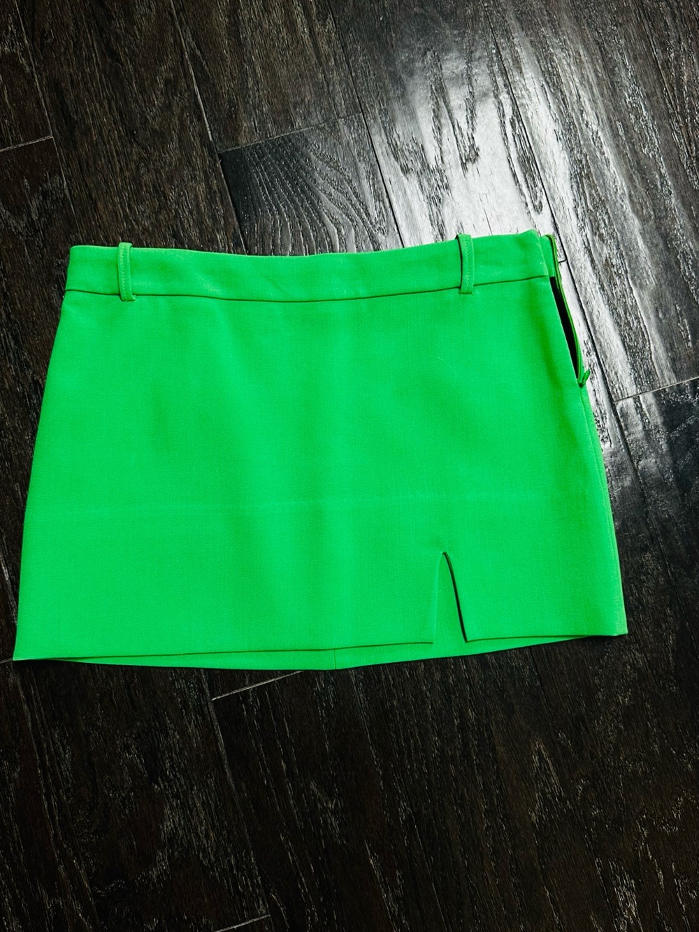 Zara Neon Green Mini Skirt with Front Notch